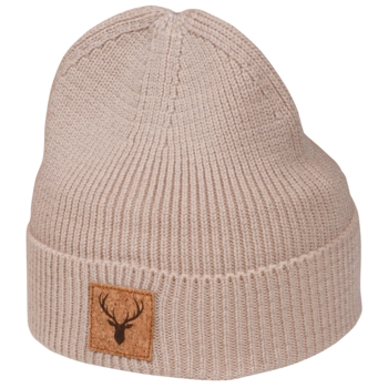 Beechfield Streetlite Reflective Beanie, Beige / Almond, mit Kork-Patch und Lasergravur - Bild 1