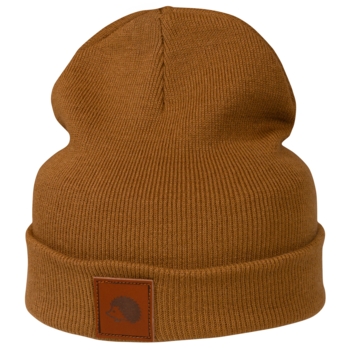 Beechfield Original Cuffed Beanie, Beige / Biscuit, mit Lederpatch und Lasergravur - Bild 1