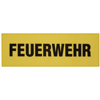 Aufnäher / Patch, gewebt, FEUERWEHR (Schwarz), neonfarbener Untergrund, Kettelrand, 300x100 mm