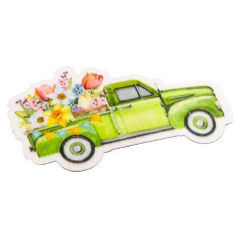 Aufnäher / Patch, gedruckt, Auto mit Blumen, zum aufbügeln - Bild 2