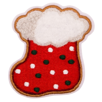 Aufnäher / Patch, Chenille, Weihnachtssocke, zum aufkleben - Bild 1