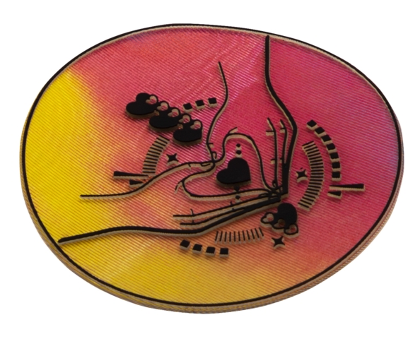 3D Applikation auf Trägerstoff, Herzhände, Holoeffekt - Bild 2