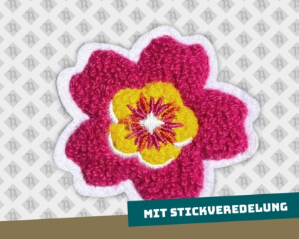 Cheniller Patch Aufnäher mit Stickveredelung Gastro Blume