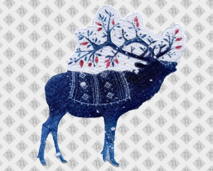 Patch gestickt+ mit Konturschnitt Rentier