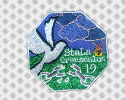Gestickter Aufnäher Patch mit Stickrand Mühle Taube Kette Pfadfinder