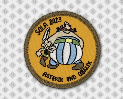 Runder Patch Aufnäher Abzeichen Badge gestickt mit Kettelrand Asterix und Obelix Pfadfinder
