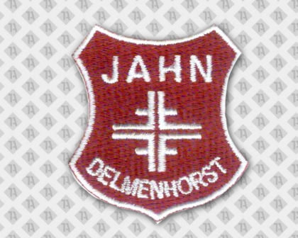 Konturgeschnittener Gestickter Patch Aufnäher Wappenform gestickter Rand Vereine rot weiß