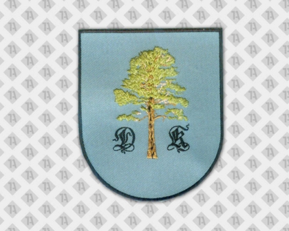 Patch Aufnäher Abzeichen Badge gestickt mit gesticktem Rand Wappenform Baum Vereine