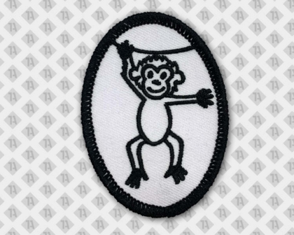 Ovaler Patch Aufnäher Abzeichen Badge gestickt mit Kettelrand schwarz weiß Vereine