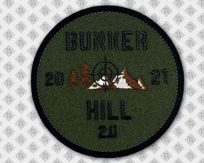 Runder Patch Aufnäher Abzeichen badge gestickt mit Kettelrand oliv dunkel Bunker Hill Vereine