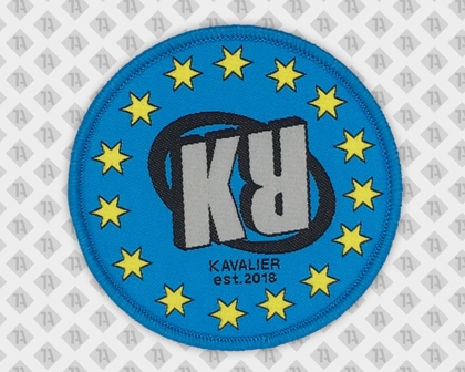 Runder gewebter Aufnäher Patch mit Kettelrand blau gelb schwarz KR Kavalier Sterne Allgemein