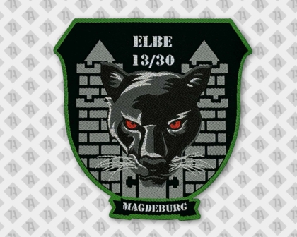 Gewebter Patch mit Laserschnitt metallic silber Elbe Magdeburg Bundeswehr