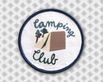 Runder Aufnäher Patch gewebt mit Kettelrand blau Camping Kinder