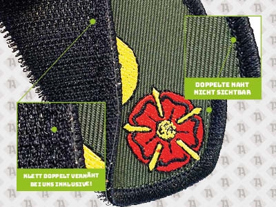 Aufnäher Patch Bundeswehr Rückseite Klett doppelt vernäht