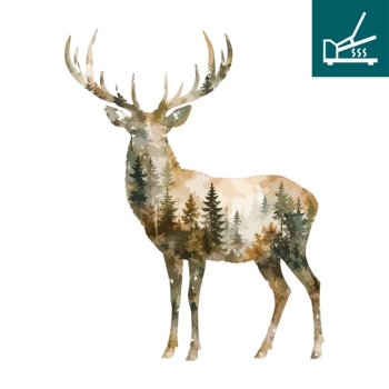 DTF / Textildruck / Bügelbild, Tiermotiv Waldhirsch, 78x100 mm, für Polyester - Bild 1