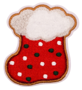 Aufnäher / Patch, Chenille, Weihnachtssocke, zum aufkleben - Bild 1