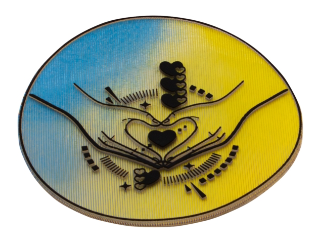 3D Applikation auf Trägerstoff, Herzhände, Holoeffekt - Bild 4