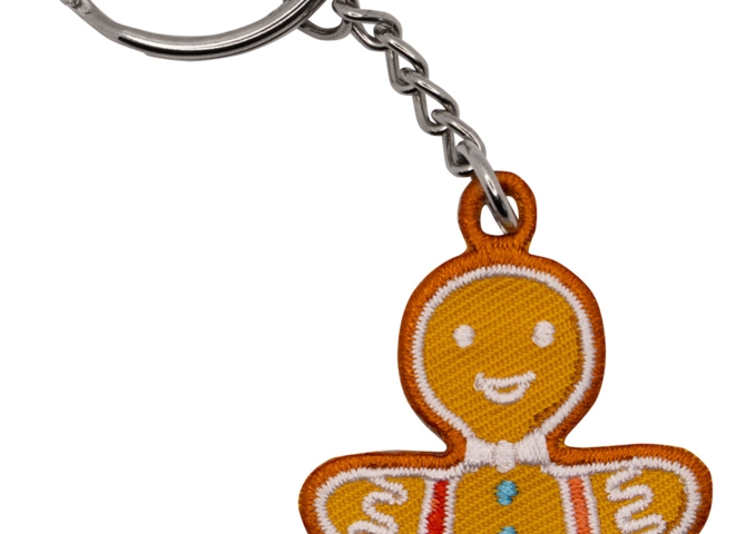 Schlüsselanhänger, gestickt, Lebkuchenmann - Bild 1