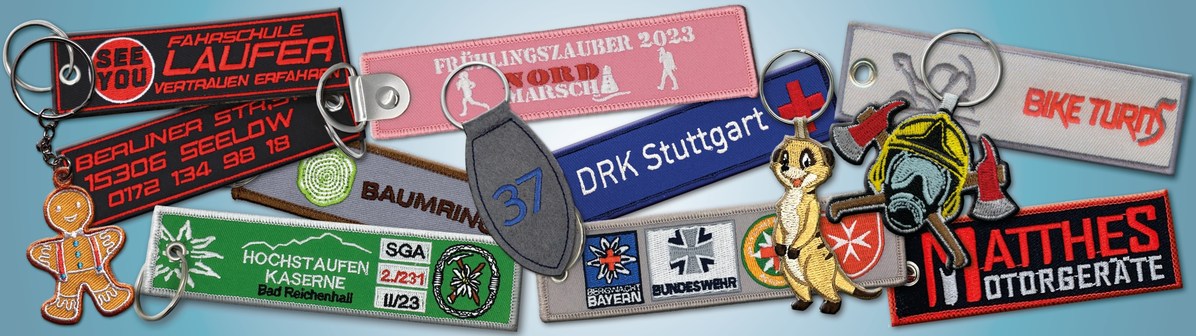 Gestickte Schlüsselanhänger von 1a-Patch. Große Auswahl, online bestellen