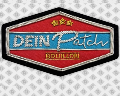 Bouillonstick Patch gestickt – Dein Patch mit glänzender Stickerei in Silber und Gold