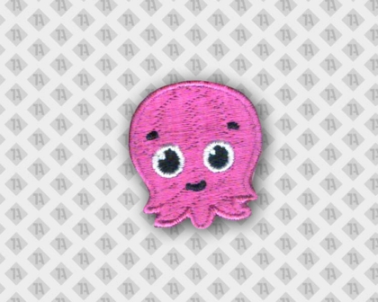 Konturgeschnittener Patch Aufnäher gestickt mit Stickrand Allgemein pink Oktopus