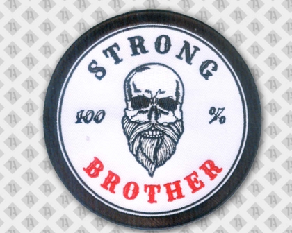 Aufnäher Patch gestickt rund schwarz weiß rot Biker Bart