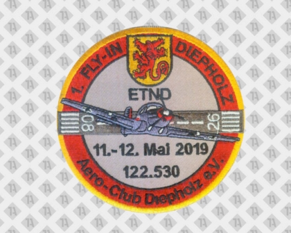 Runder Patch Aufnäher gestickt gestickter Rand bunt Flugzeug Bundeswehr