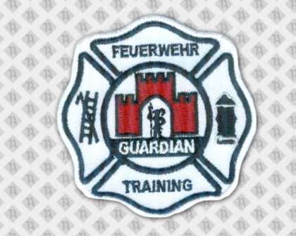 Aufnäher Patch gestickt weiß schwarz Training Feuerwehr Burg rot