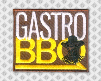 Aufnäher Patch gestickt mit gesticktem Rand rechteckig Gastro BBQ