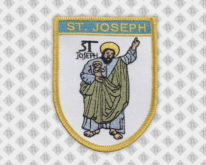 Konturgeschnittener Aufnäher Patch gestickt mit Kettelrand in metallic gold Kirche St. Joseph Gemeinde Stadt