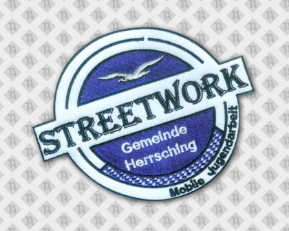 Gestickter Patch Aufnäher mit gesticktem Rand Streetwork Herrsching Gemeinde Stadt