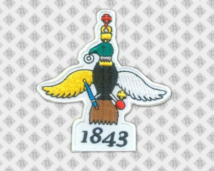 Aufnäher für Schützenverein gestickt mit gesticktem Rand mit Vogel Schützenverein