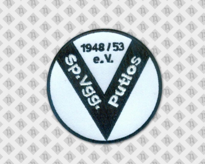 Patch Aufnäher gestickt Badge Abzeichen rund mit gesticktem Rand schwarz weiß Vereine