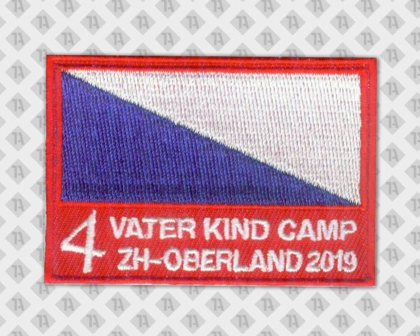 Gestickter Aufnäher Patch Abzeichen Badge rechteckig Kettelrand Vater-Kind Camp Oberland Vereine