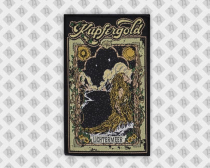Eckiger Patch Aufnäher gewebt mit Kettelrand Detail Kupfergold Lichtmeer Tour Bands Musiker
