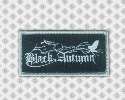 Rechteckiger gewebter Aufnäher Patch mit Kettelrand schwarz grau Black Autumn Vereine