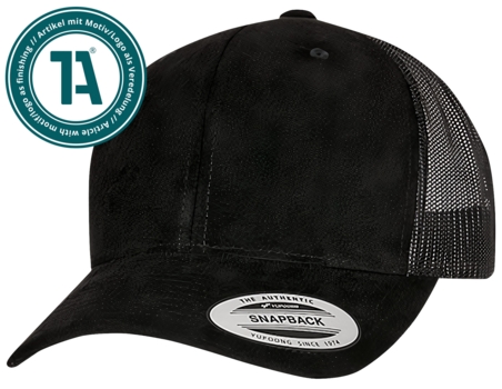FLEXFIT Cap Suede Leather Trucker Black/Schwarz - Bild 1
