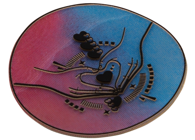 3D Applikation auf Trägerstoff, Herzhände, Holoeffekt - Bild 3