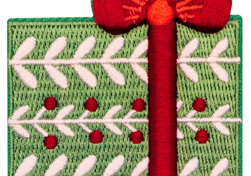 Aufnäher / Patch, gestickt, Geschenk mit Schleife - Bild 1