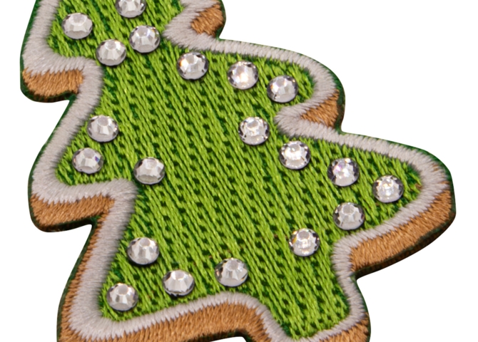 Aufnäher / Patch, gestickt, Weihnachtsbaum, mit Strasssteinen - Bild 2