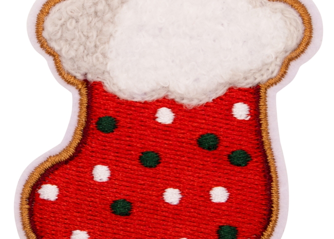 Aufnäher / Patch, Chenille, Weihnachtssocke - Bild 1