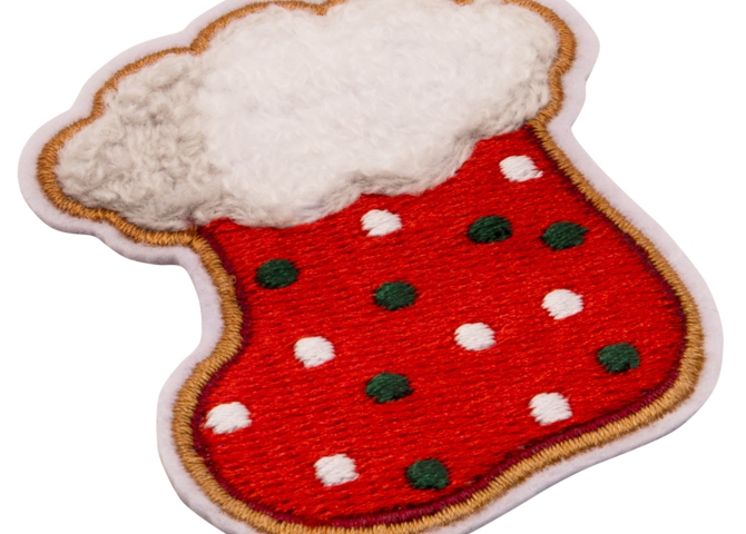 Aufnäher / Patch, Chenille, Weihnachtssocke - Bild 2