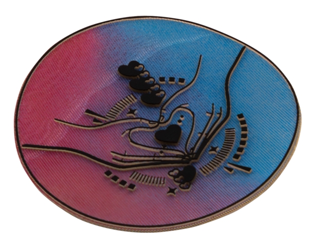 3D Applikation auf Trägerstoff, Herzhände, Holoeffekt - Bild 3