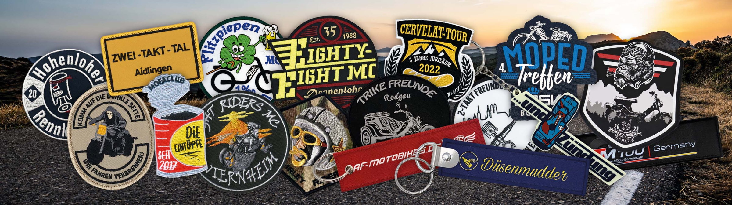 Biker-Patches & Schlüsselanhänger mit individuellen Club-Logos und Motiven