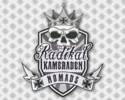 Aufnaeher Patch gewebt Lasercut Biker Nomads schwarz weiß