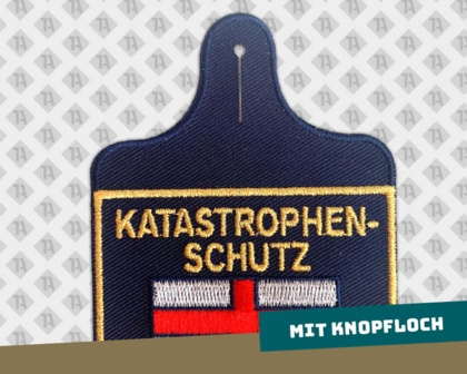 Gestickter Aufnäher Patch mit Stickrand und Knopfloch Katastrophenschutz