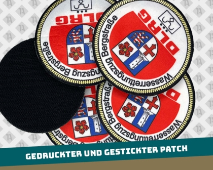 Runder gedruckter Patch mit Stickveredelung und Klettrückseite bunt