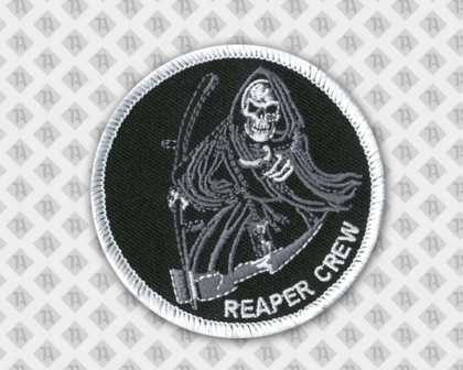 Gestickter runder Aufnäher Patch mit Kettelrand Biker Reaper Crew