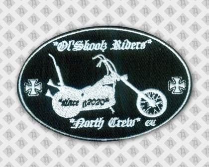 Ovaler Aufnäher Patch mit gesticktem Rand schwwarz weiß Riders Biker