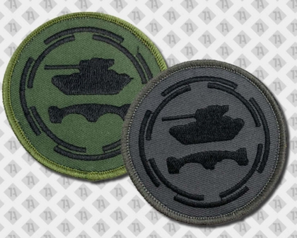Runder gestickter Aufnäher Patch Kettelrand Bundeswehr schwarz grün Panzer